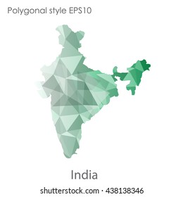 India map in geometric polygonal style.Abstract gems triangle,modern design background.. Vector illustration EPS10