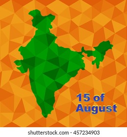 India map in geometric polygonal style.Abstract gems triangle,modern design background.. Vector illustration EPS10.map symbol of India Independence Day India map
