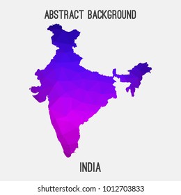 India map in geometric polygonal,mosaic style.Abstract tessellation,modern design background,low poly. Vector illustration.