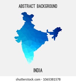 India map in geometric polygonal,mosaic style.Abstract tessellation,modern design background,low poly. Geometric cover, mockup. Vector illustration.