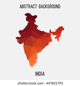 India map in geometric polygonal,mosaic style.Abstract tessellation,modern design background. Vector illustration EPS8