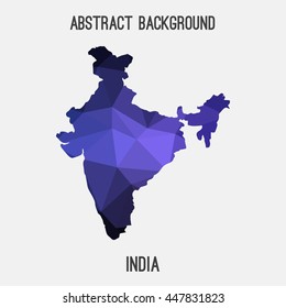 India map in geometric polygonal,mosaic style.Abstract tessellation,modern design background. Vector illustration EPS8