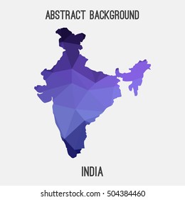 India map in geometric polygonal,mosaic style.Abstract tessellation,modern design background,low poly. Vector illustration.