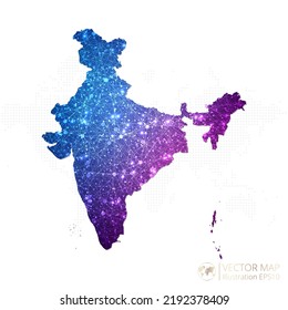 India map in geometric wireframe blue and purple polygonal style gradient graphic white background  Vector Illustration Eps10 