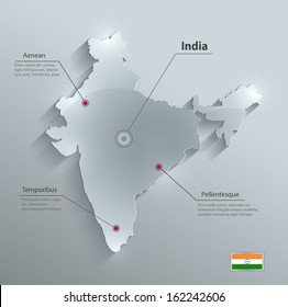 India Map Glass Card Paper 3D Vector