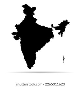 India map graphic with shadow, travel geography icon, nation country indian atlas region, vector illustration .
