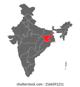 India map graphic, travel geography icon, indian region JHARKHAND, vector illustration .