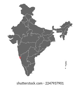 India map graphic, travel geography icon, indian region GOA, vector illustration .