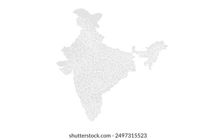 India map Grayscale,isolated on white background for website layouts,background,education, precise,customizable,Travel worldwide,map silhouette backdrop,earth geography, political,reports.