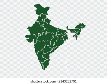 India map Green Color on White Backgound Png