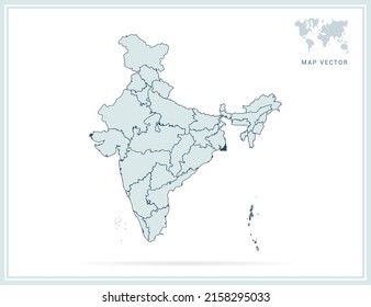 India Map Green Vector On White Stock Vector (Royalty Free) 2158295033 ...