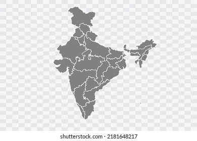 India Map grey Color on White Background quality files Png