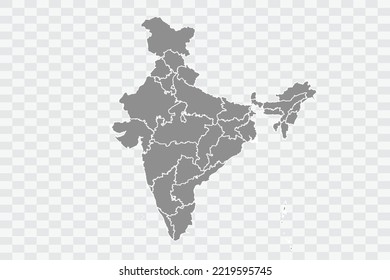 India Map grey Color on White Background  Png