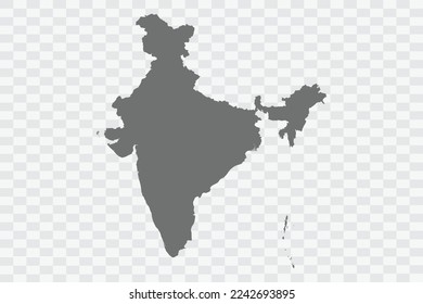 India Map grey Color on White no demarcation line Background  Png