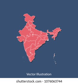 India Map High Detailed Color Map Stock Vector (Royalty Free ...