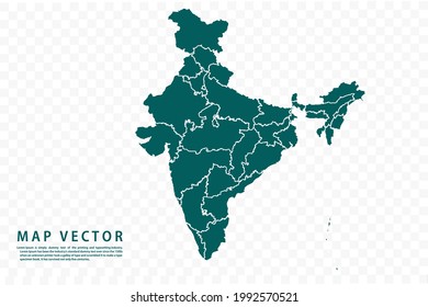 Mapa de India High Detallado sobre fondo blanco. Resumen de la ilustración vectorial de diseño eps 10