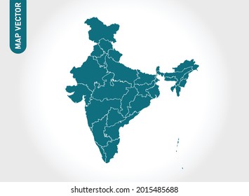 India map High Detailed on white background. Abstract design vector illustration eps 10