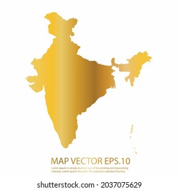 Mapa de India High Detallado sobre fondo blanco. color de gradiente dorado. Resumen de la ilustración vectorial de diseño eps 10