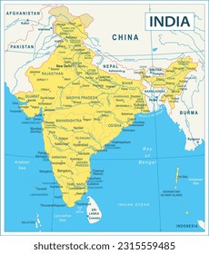 India Map - highly detailed vector illustration