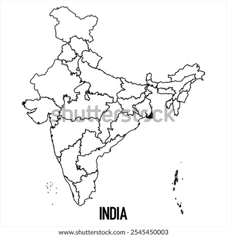 india map icon isolated on white background. Outline map. Simple line icon. Vector illustration