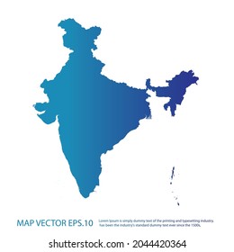 Mapa de India , estilo infográfico , color de gradiente azul , sobre fondo blanco con Map World. Malla 3D del bastidor del cable,