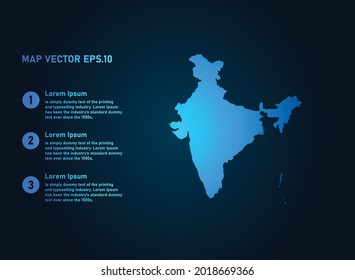 India map, infographic style , on dark background with Map World. Wire frame 3D mesh , map 3D,