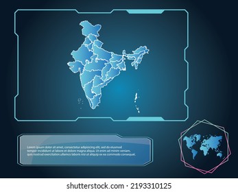 Tecnología de infografía del mapa de la India color azul fondo de la colección de elementos de color