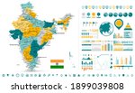 India Map and Infographics elements - Business template in flat style for presentation, booklet, website and other creative projects.