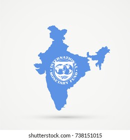 India map in International Monetary Fund (IMF) flag colors, editable vector.
