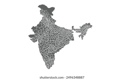 India map isolated on white background. for website layouts, background, education, precise, customizable, Travel worldwide, map silhouette backdrop, earth geography, political, reports.