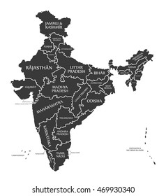 India Map labelled black