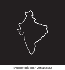 India map line Icon design, white chalk. Draw a picture on the blackboard.