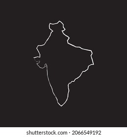 India map line Icon design, white chalk. Draw a picture on the blackboard.