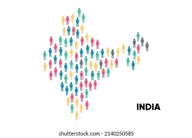 India Map made by a group of people, Population. Globalization. People from different countries