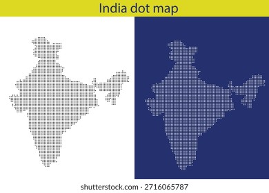 Mapa da Índia feito de pontos em fundos brancos e azuis