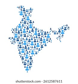 India map made of people symbol on white background