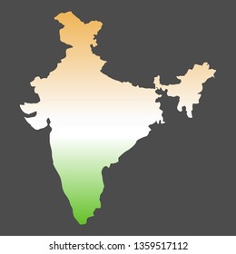 India map in national colors on black background. gradient vector illustration