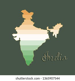 India map in national colors on black background. gradient vector illustration with text India