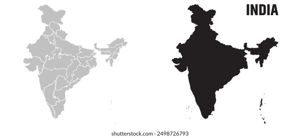 India mapa .India mapa nacional Imagen de Vector sobre fondo blanco