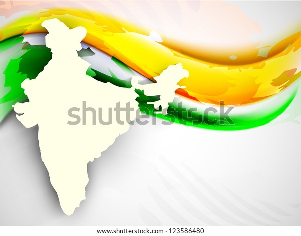 India Map On National Flag Color Stock Vector Royalty Free