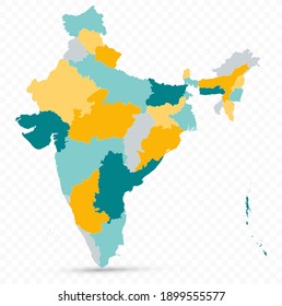 India Map On Transparent Background - Business Template In Flat Style.