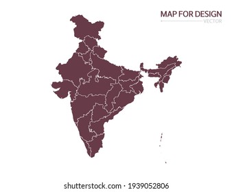 India Map On White Background Vector Illustration.