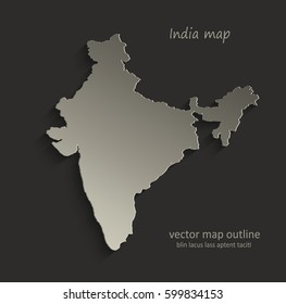 India map outline card blank black vector