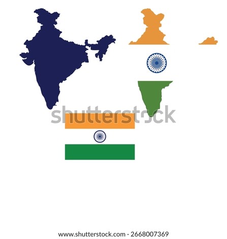 India Map , outline India Map and flag, India colourful map, Vector illustration