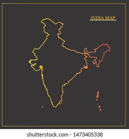 INDIA MAP OUTLINE WITH GLOW COLOR - Vector
