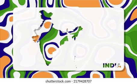 India Map with Paper Cut Waves Background Shape perfect for Greeting Card, Desktop Wallpaper, and Banner