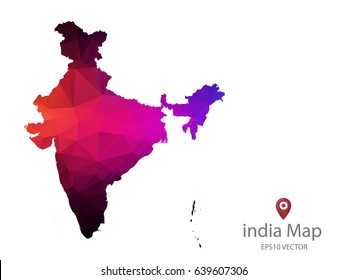 india map polygon colorful vector illustrator eps10