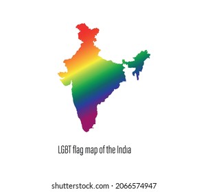 India map with rainbow colors. Concept of equal rights for homosexuals. editable vector

