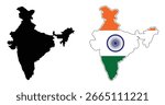 India map representations one in black silhouette and the other with the indian flag colors