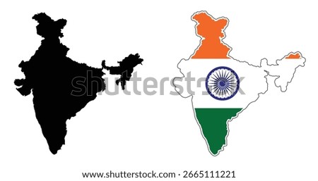 India map representations one in black silhouette and the other with the indian flag colors